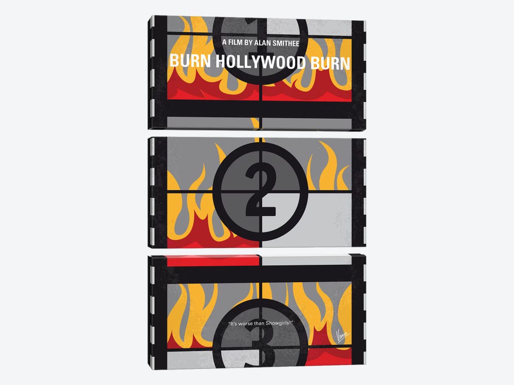 Burn Hollywood Burn Minimal Movie Poster by Chungkong 3-piece Canvas Art