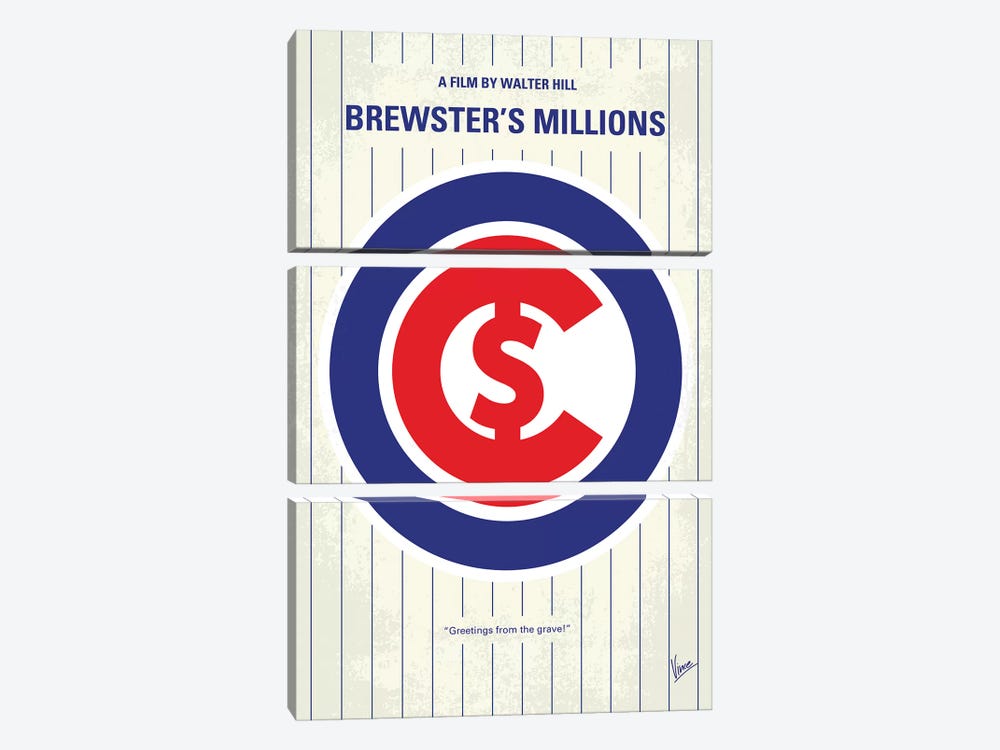 Brewsters Millions Minimal Movie Poster by Chungkong 3-piece Canvas Print