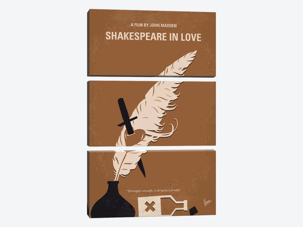 Shakespeare In Love Minimal Movie Poster by Chungkong 3-piece Canvas Art