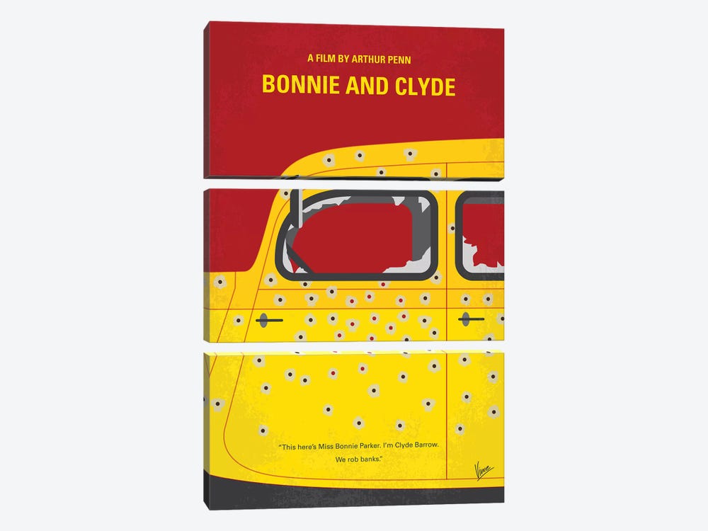 Bonnie And Clyde Minimal Movie Poster by Chungkong 3-piece Art Print