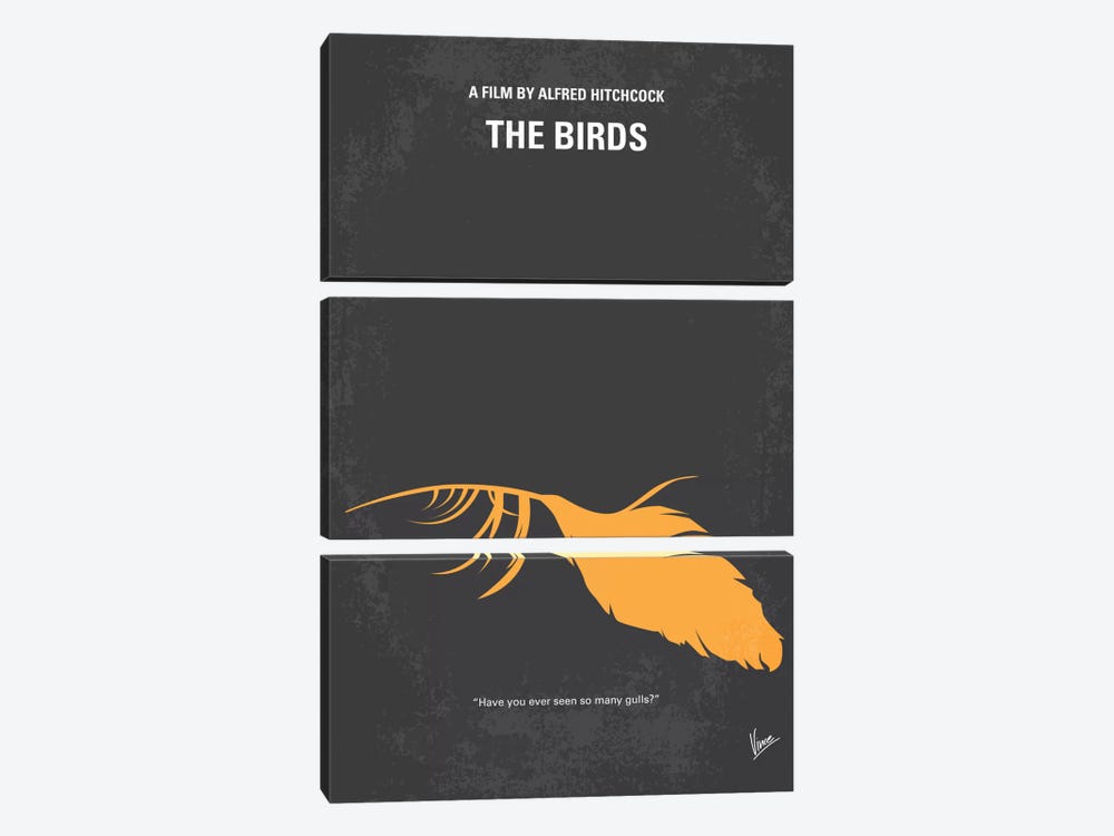 Birds Minimal Movie Poster by Chungkong 3-piece Canvas Print