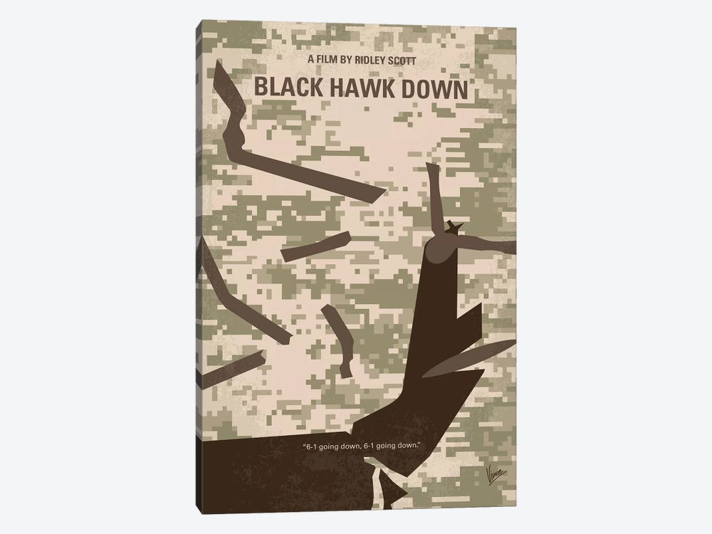 Black Hawk Down Minimal Movie Poster by Chungkong 1-piece Canvas Artwork