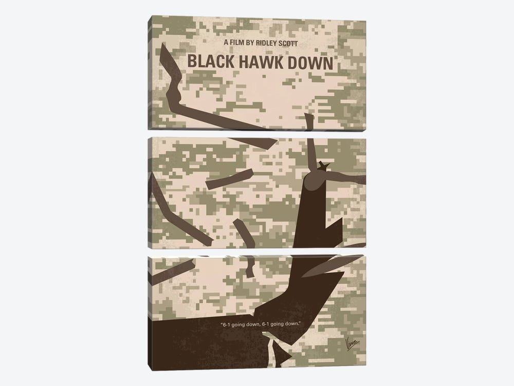 Black Hawk Down Minimal Movie Poster by Chungkong 3-piece Canvas Artwork