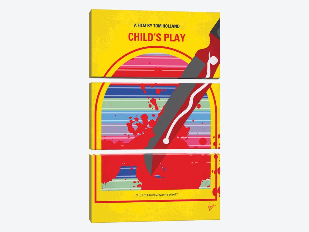 Childs Play Minimal Movie Poster by Chungkong 3-piece Canvas Print