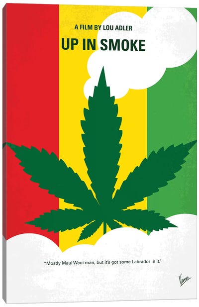 Up In Smoke Minimal Movie Poster Canvas Art Print - 420 Collection