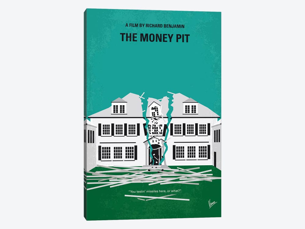 The Money Pit Minimal Movie Poster by Chungkong 1-piece Canvas Wall Art
