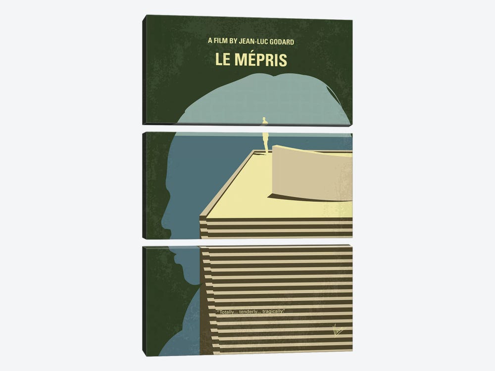 Le Mepris Minimal Movie Poster by Chungkong 3-piece Canvas Wall Art