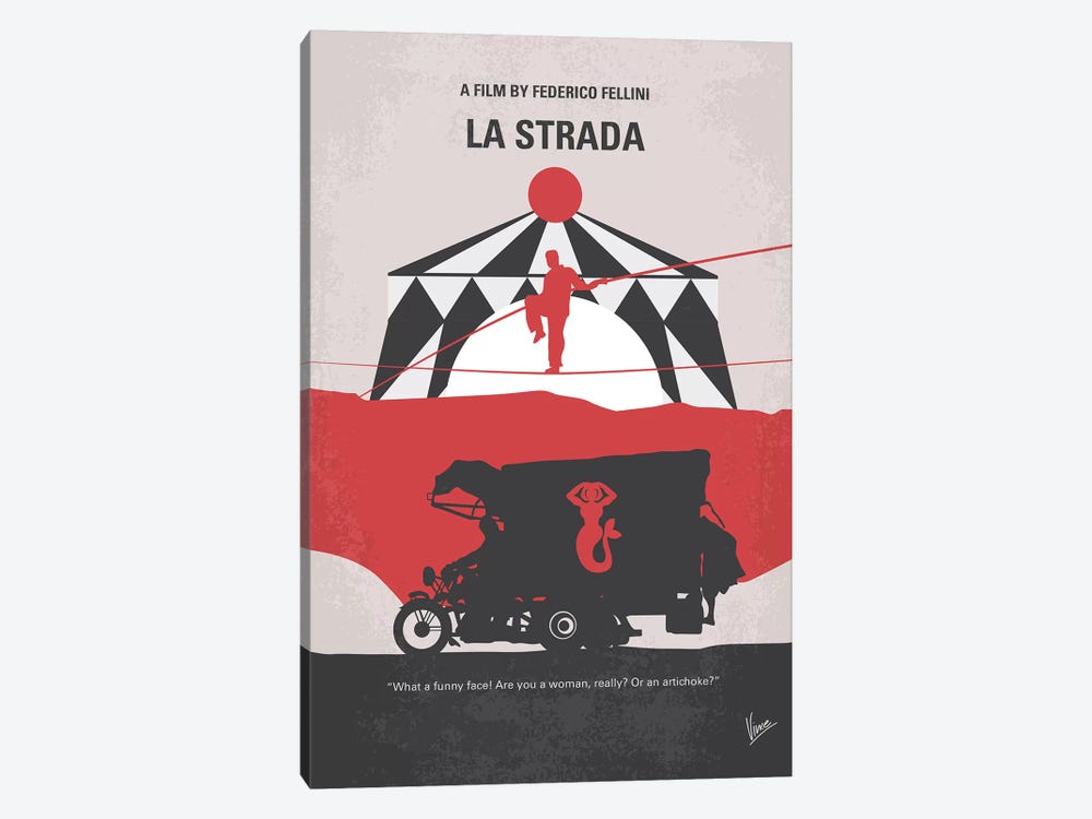La Strada Minimal Movie Poster by Chungkong 1-piece Canvas Artwork