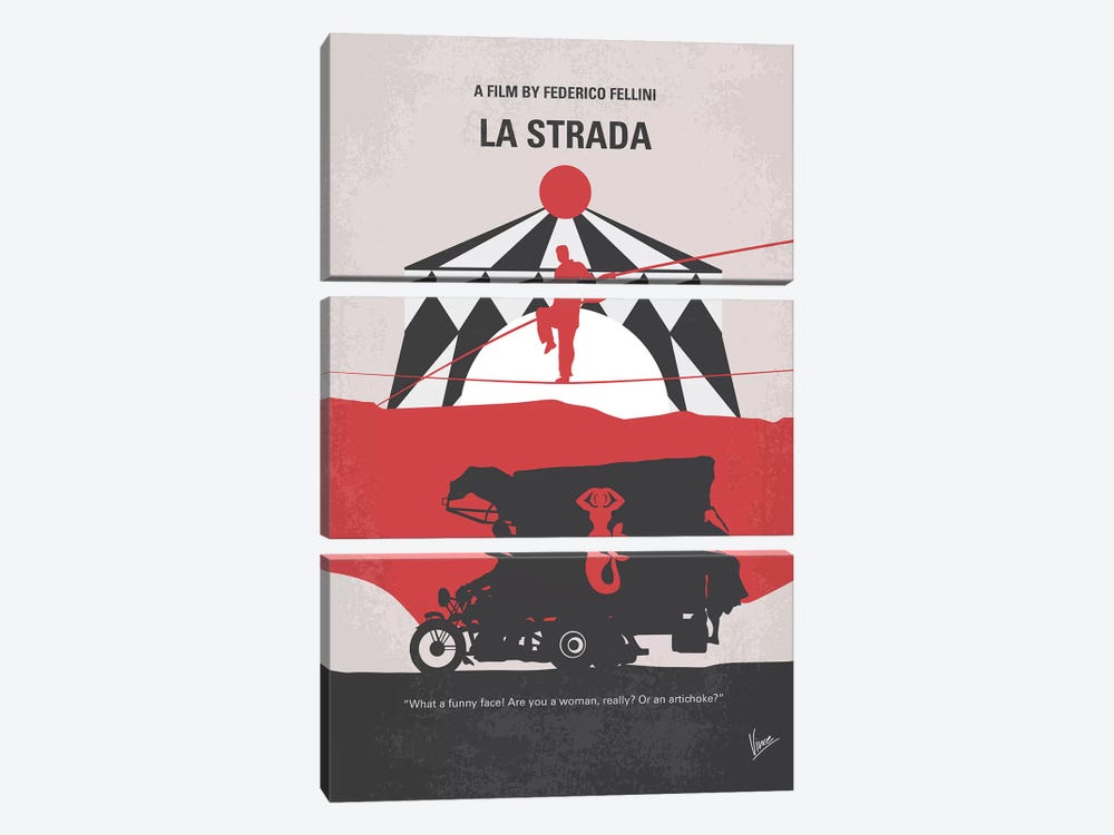 La Strada Minimal Movie Poster by Chungkong 3-piece Canvas Art