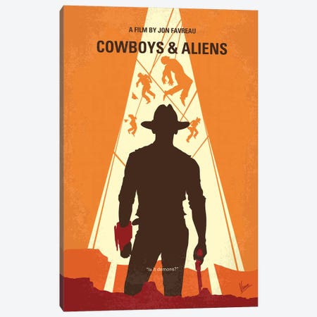 Cowboys And Aliens Minimal Movie Poster Canvas Print #CKG1289} by Chungkong Canvas Artwork