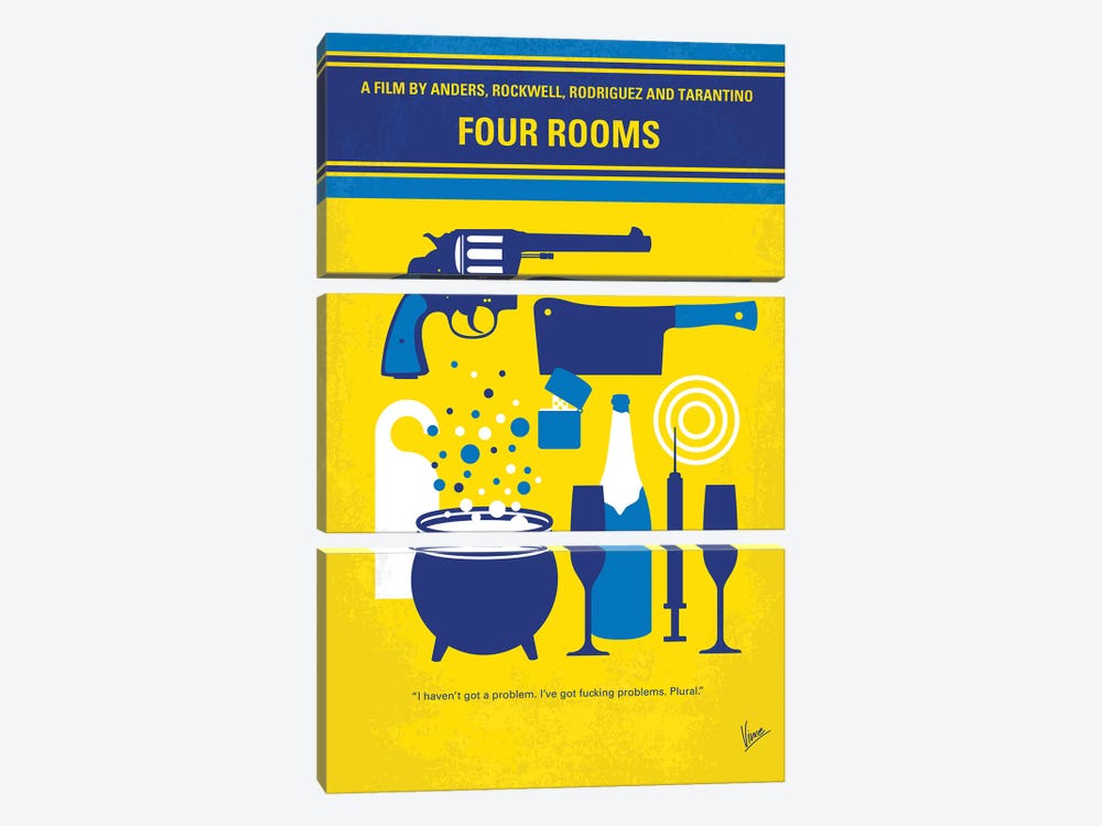 Four Rooms Minimal Movie Poster 3-piece Canvas Print