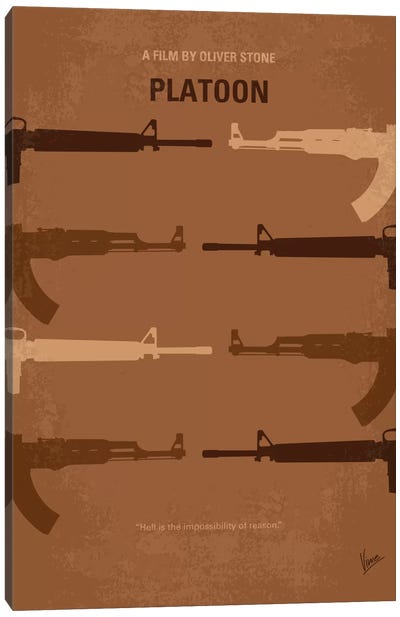 Platoon Minimal Movie Poster Canvas Art Print - Weapons & Artillery Art