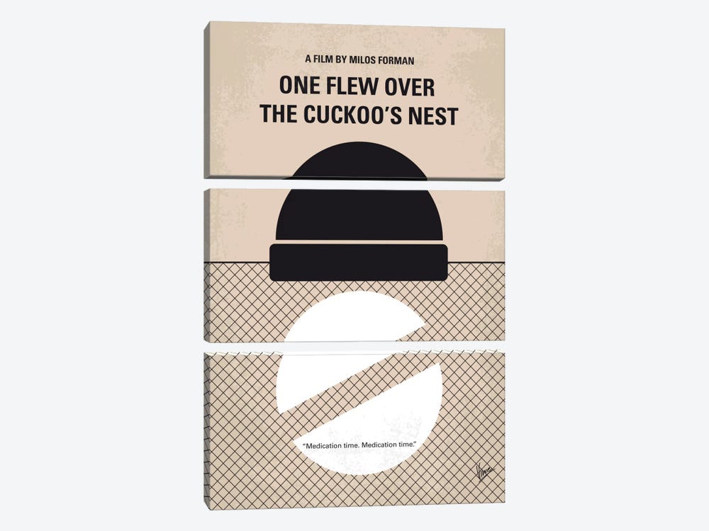 One Flew Over The Cuckoo's Nest Minimal Movie Poster by Chungkong 3-piece Canvas Wall Art