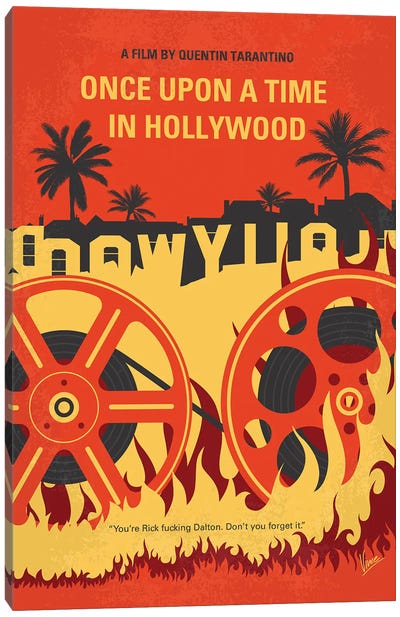 Once Upon A Time In Hollywood Minimal Movie Poster Canvas Art Print - Oscar Winners & Nominees