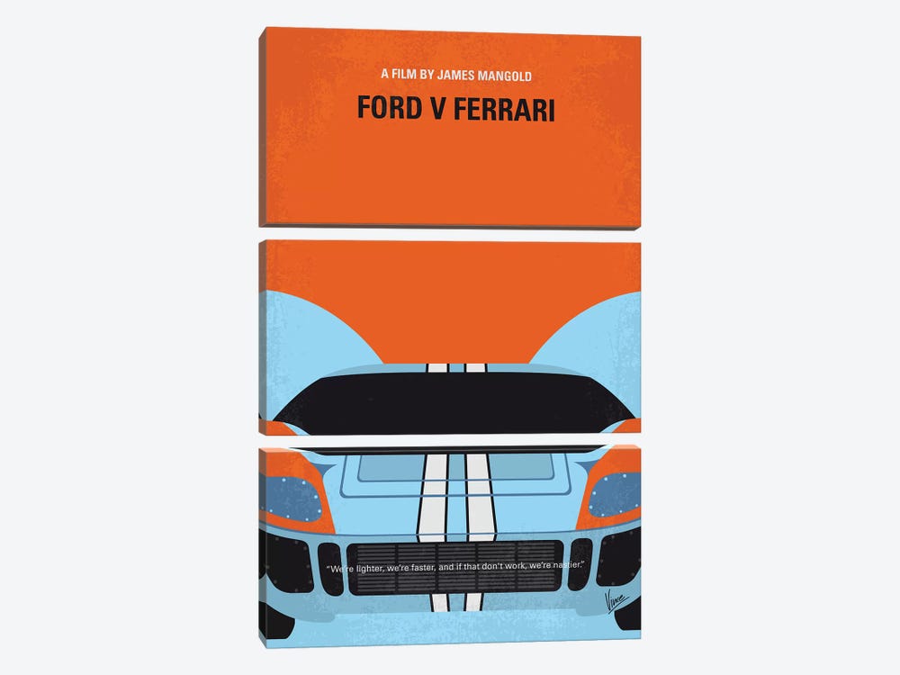 Ford V Ferrari Minimal Movie Poster by Chungkong 3-piece Canvas Artwork
