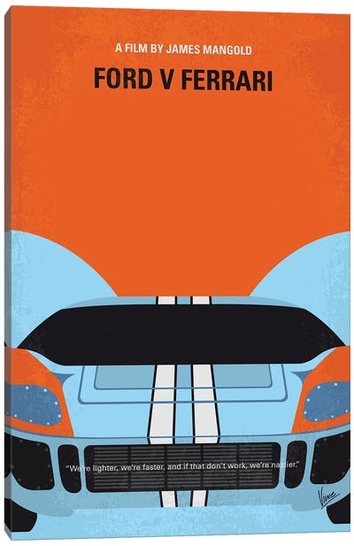 Ford V Ferrari Minimal Movie Poster Canvas Art Print - Sports Film Art