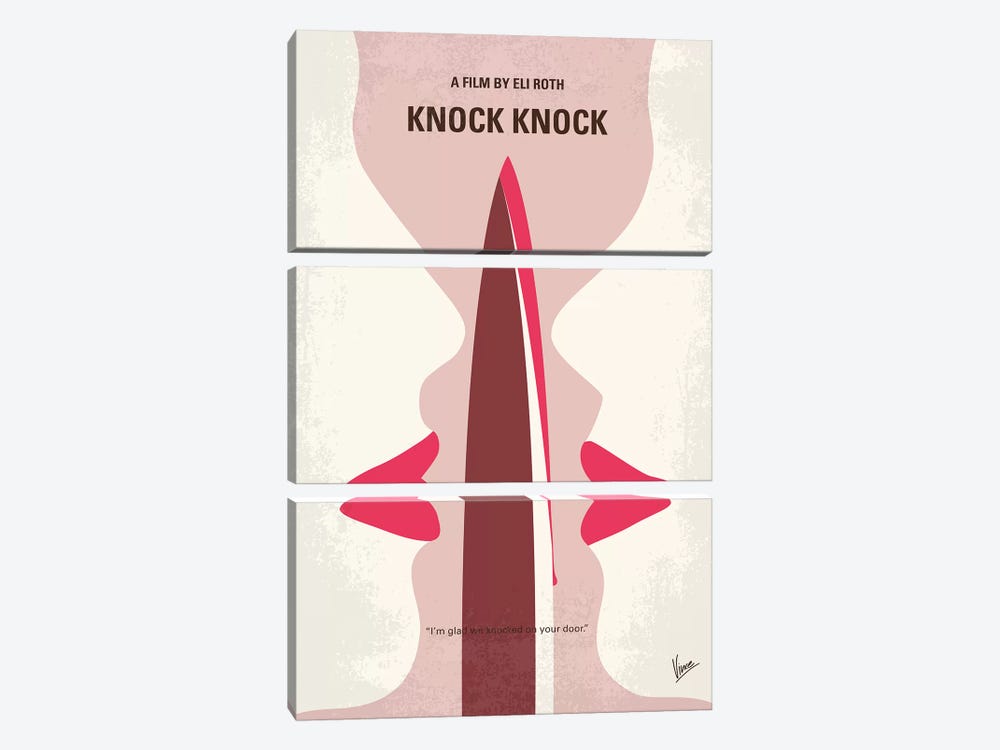 Knock Knock Minimal Movie Poster by Chungkong 3-piece Canvas Art Print