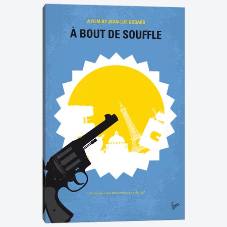 A Bout De Souffle Minimal Movie Poster Canvas Print #CKG1312} by Chungkong Canvas Art