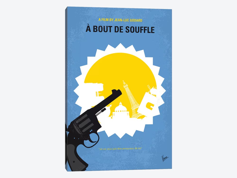 A Bout De Souffle Minimal Movie Poster by Chungkong 1-piece Canvas Art