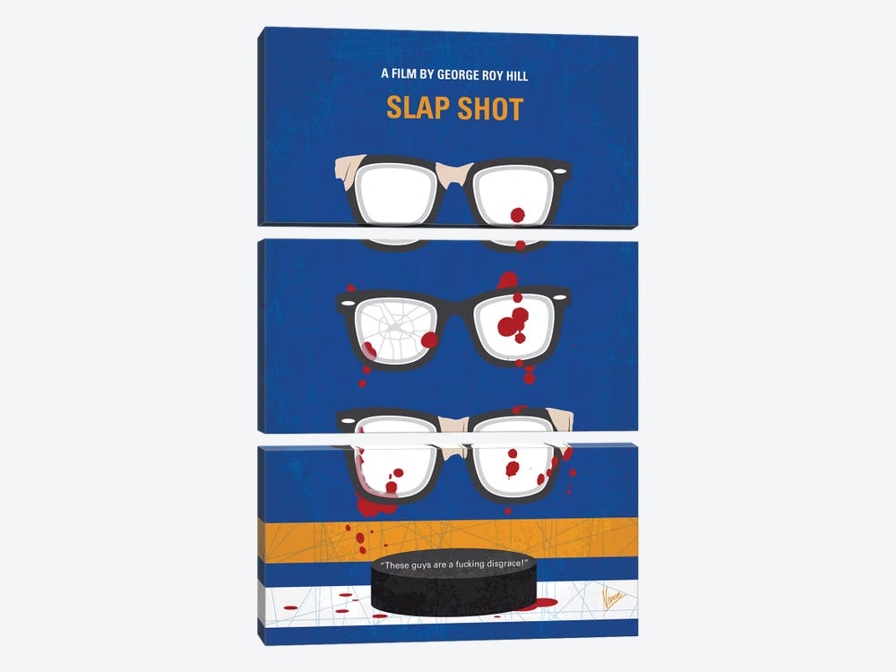 Slap Shot Minimal Movie Poster by Chungkong 3-piece Canvas Art