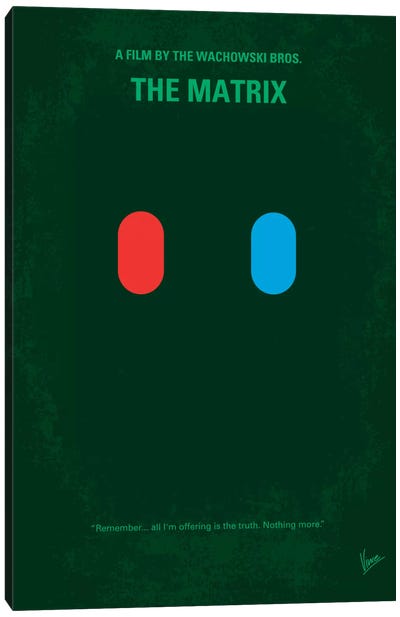 The Matrix (Which Pill Do You Choose?) Minimal Movie Poster Canvas Art Print - Chungkong's Action & Adventure Movie Posters