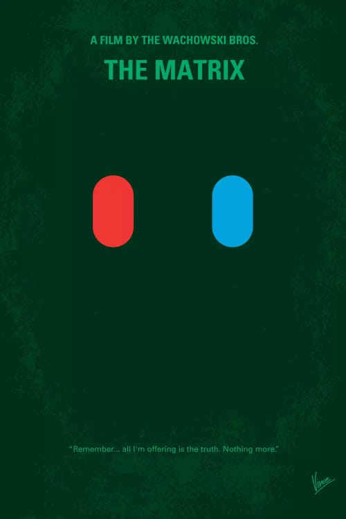 The Matrix (Which Pill Do You Choose?) Minimal Movie Poster by Chungkong wall art