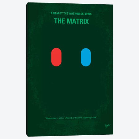 The Matrix (Which Pill Do You Choose?) Minimal Movie Poster Canvas Print #CKG131} by Chungkong Canvas Art Print