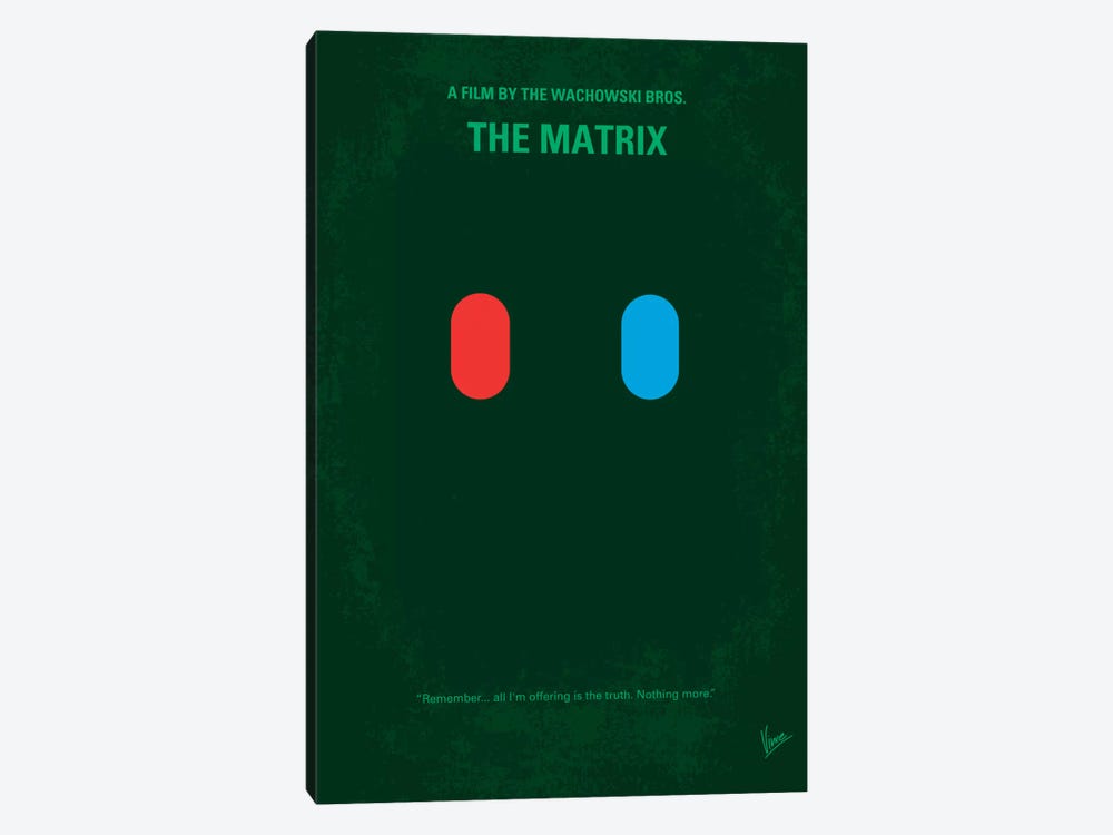 The Matrix (Which Pill Do You Choose?) Minimal Movie Poster by Chungkong 1-piece Canvas Wall Art