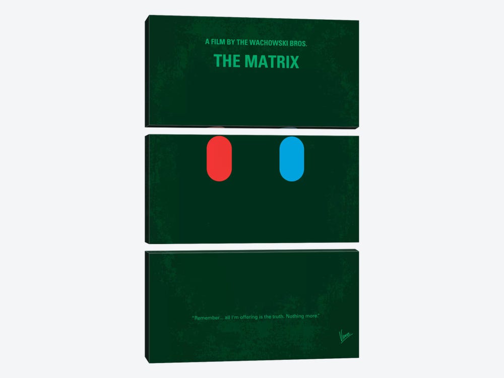 The Matrix (Which Pill Do You Choose?) Minimal Movie Poster by Chungkong 3-piece Canvas Artwork