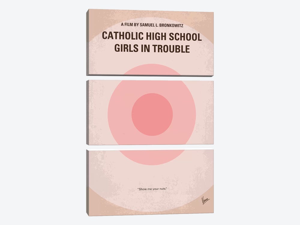 Catholic High School Girls In Trouble Minimal Movie Poster by Chungkong 3-piece Canvas Wall Art