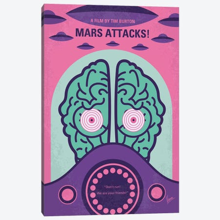 Mars Attacks Minimal Movie Poster Canvas Print #CKG1367} by Chungkong Canvas Artwork
