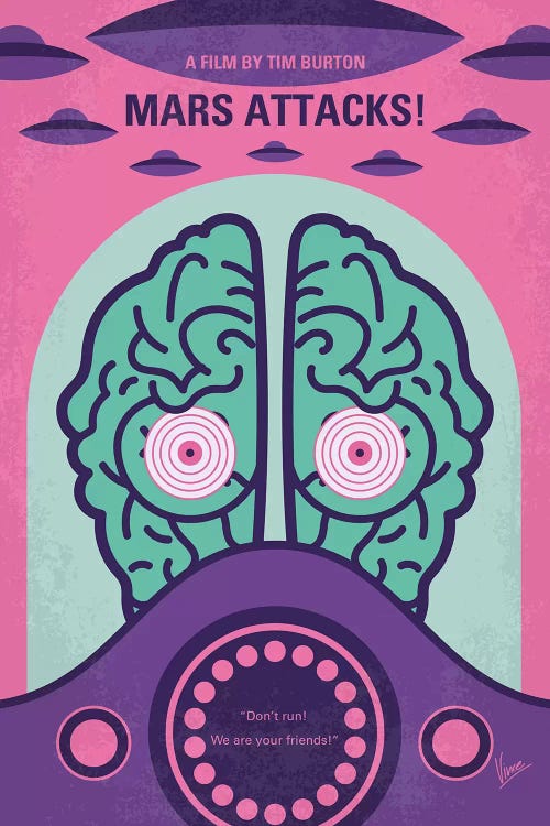 Mars Attacks Minimal Movie Poster by Chungkong wall art