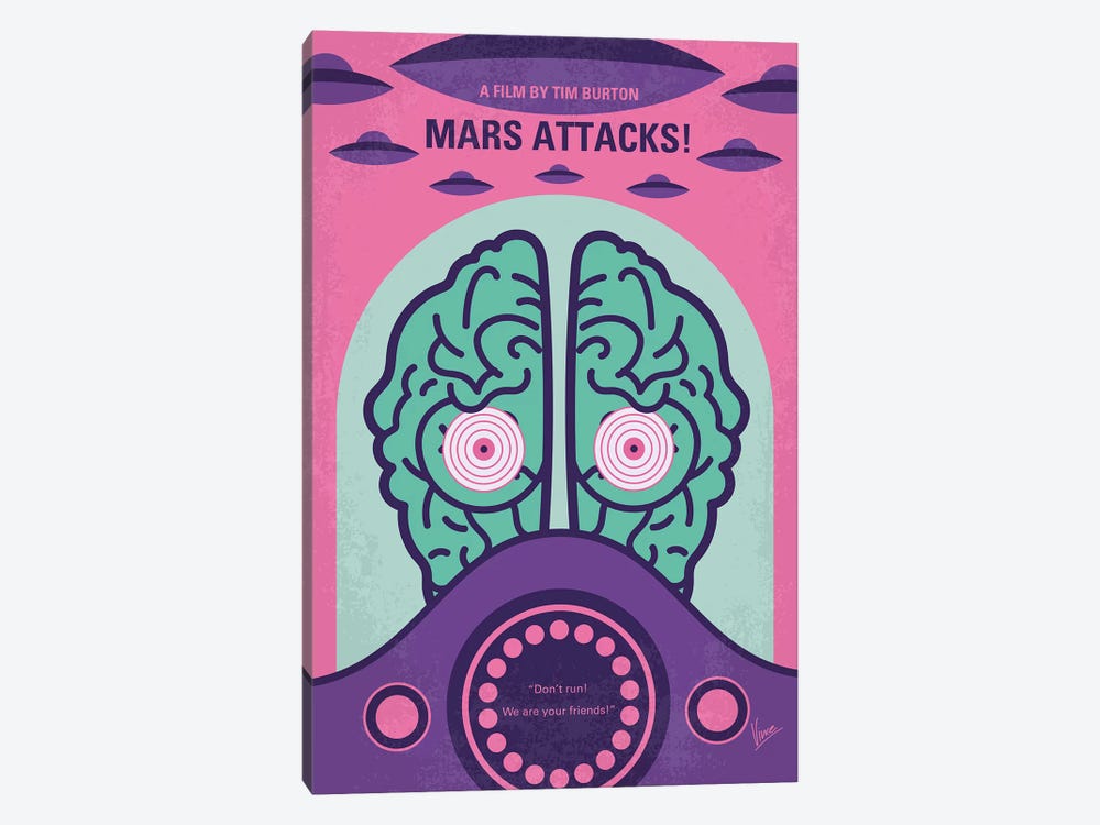 Mars Attacks Minimal Movie Poster by Chungkong 1-piece Canvas Artwork