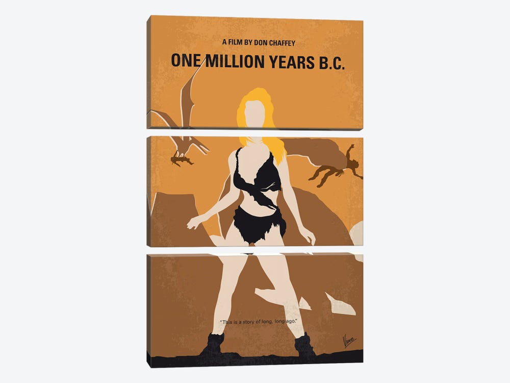My One Million Years Bc Minimal Movie Poster by Chungkong 3-piece Canvas Print