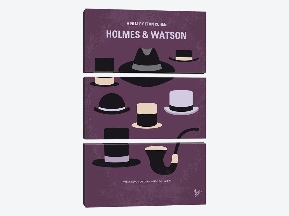 My Holmes And Watson Minimal Movie Poster by Chungkong 3-piece Canvas Art Print