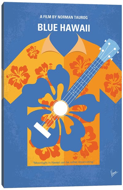 My Blue Hawaii Minimal Movie Poster Canvas Art Print - Elvis Presley