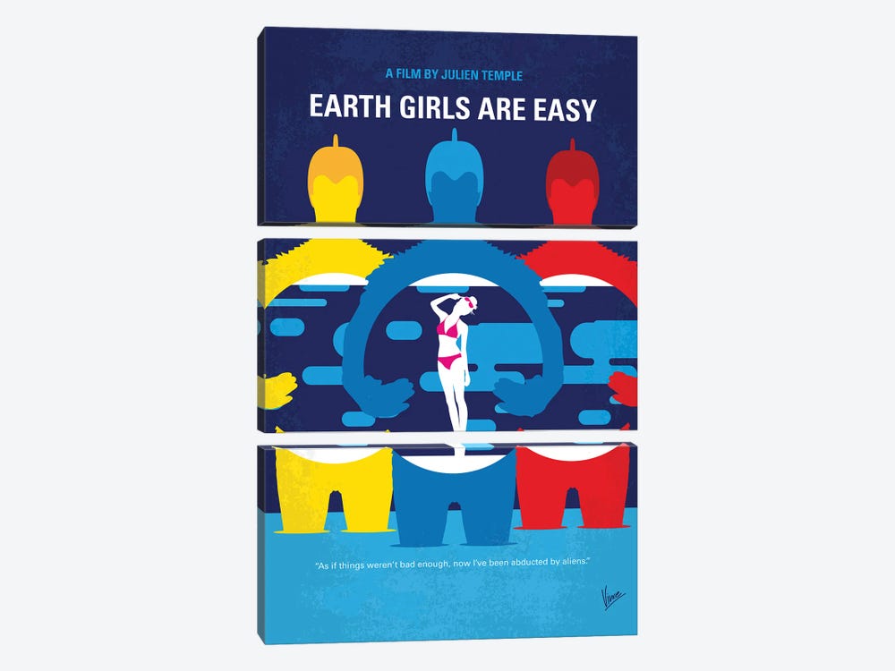 My Earth Girls Are Easy Minimal Movie Poster 3-piece Canvas Art Print