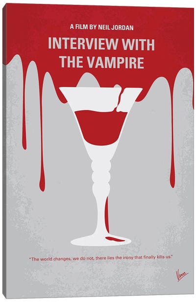 My Interview With The Vampire Minimal Movie Poster Canvas Art Print - Horror Minimalist Movie Posters