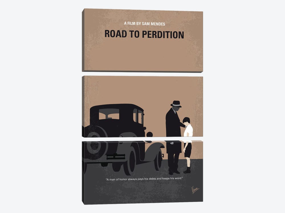 My Road To Perdition Minimal Movie Poster by Chungkong 3-piece Canvas Art Print