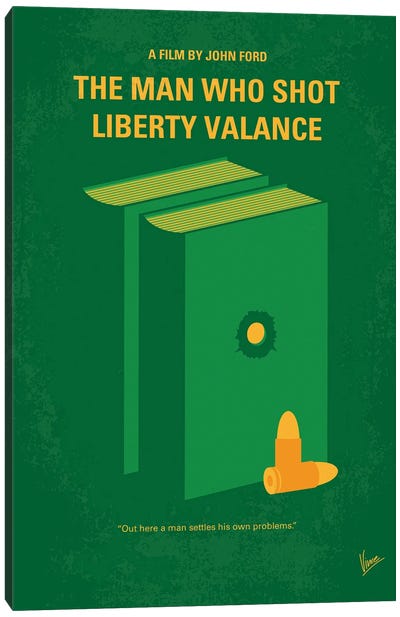 My The Man Who Shot Liberty Valance Minimal Movie Poster Canvas Art Print - Dramas Minimalist Movie Posters