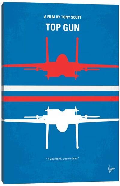 Top Gun Minimal Movie Poster Canvas Art Print - Dramas Minimalist Movie Posters