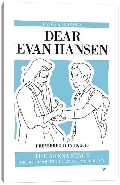 My Dear Evan Hansen Musical Poster Canvas Art Print - Broadway & Musicals