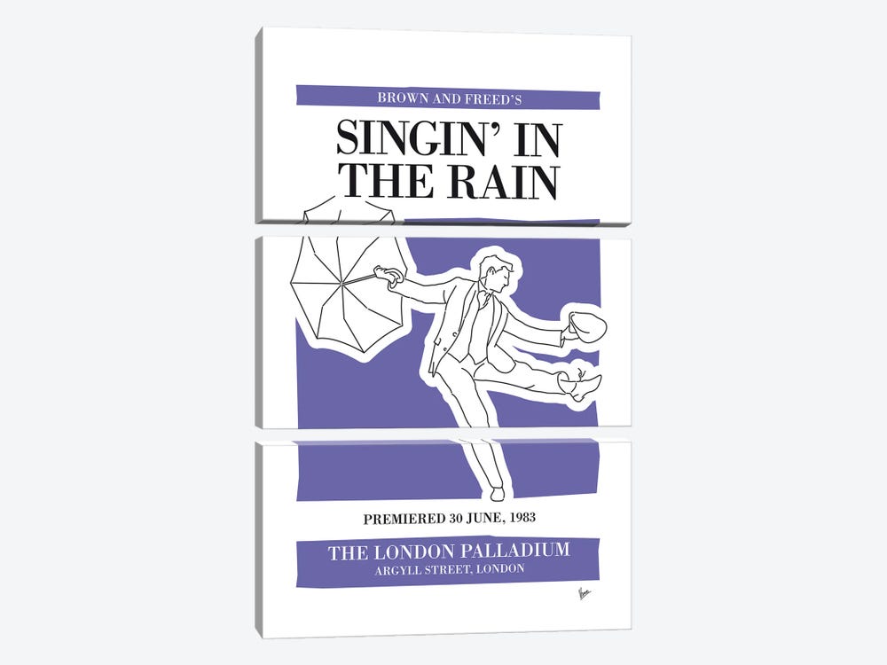 My Singin In The Rain Musical Poster by Chungkong 3-piece Canvas Print