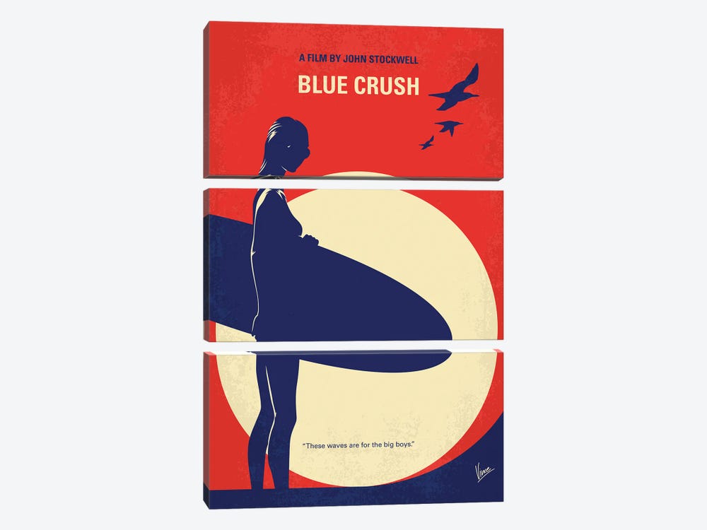 Blue Crush Minimal Movie Poster by Chungkong 3-piece Canvas Art Print