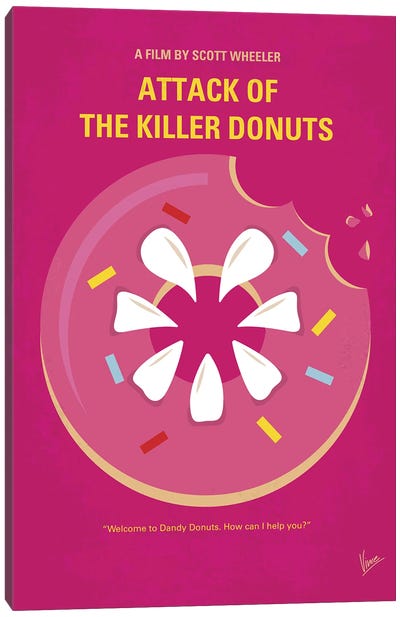 Attack Of The Killer Donuts Minimal Movie Poster Canvas Art Print - Art for Dad