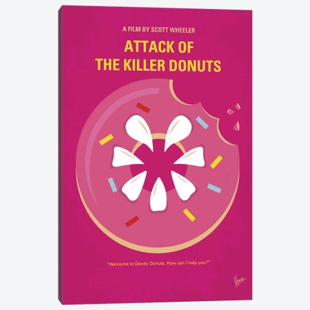 Attack Of The Killer Donuts Minimal Movie Poster Canvas Print #CKG1477} by Chungkong Canvas Artwork