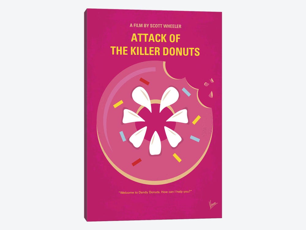 Attack Of The Killer Donuts Minimal Movie Poster by Chungkong 1-piece Canvas Art