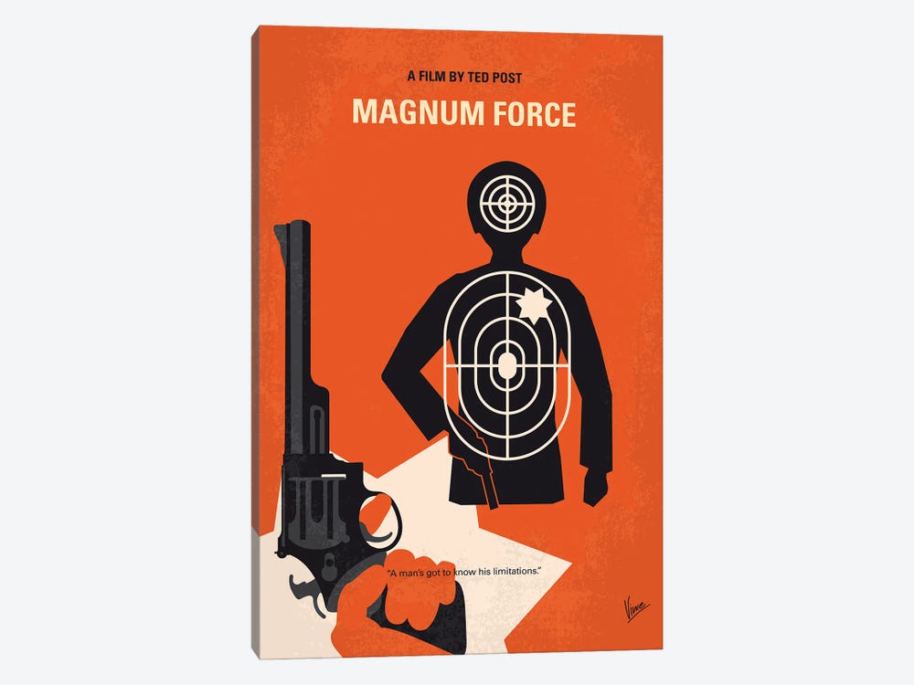 Dirty Harry Magnum Force Minimal Movie Poster by Chungkong 1-piece Canvas Wall Art