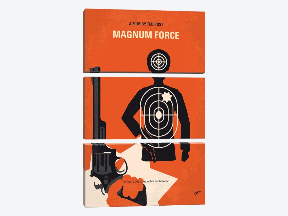 Dirty Harry Magnum Force Minimal Movie Poster by Chungkong 3-piece Canvas Wall Art