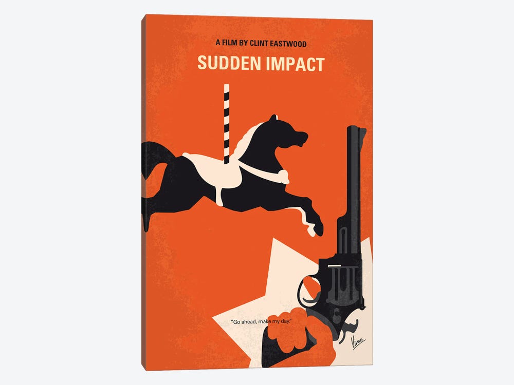 Dirty Harry Sudden Impact Minimal Movie Poster by Chungkong 1-piece Canvas Artwork
